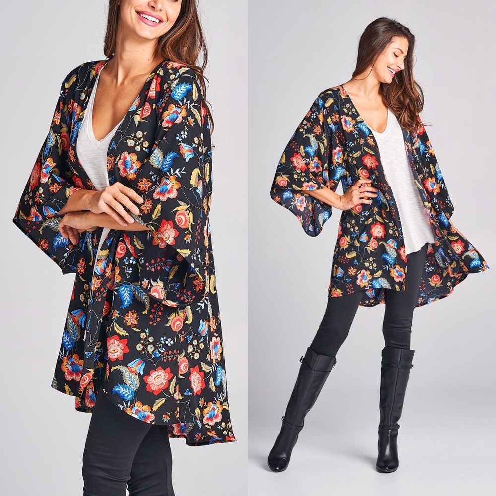 BUY1 GET1 4 FREE NWT Oversized HiLow Floral Kimono